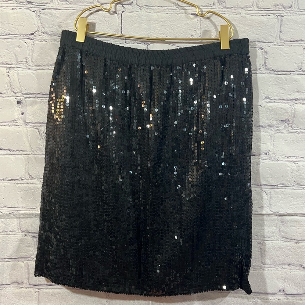 CeeCee Genuine Silk Sequence Mini Skirt